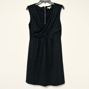 Maison Jules Black Sparkle Fit and Flare Mini Dress V Wrap Neckline Medium